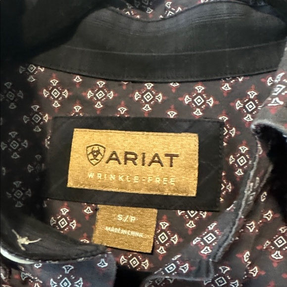 Ariat Wrinkle Free Mens S Button Down Shirt Cotton long sleeve Western Cowboy - Picture 6 of 7